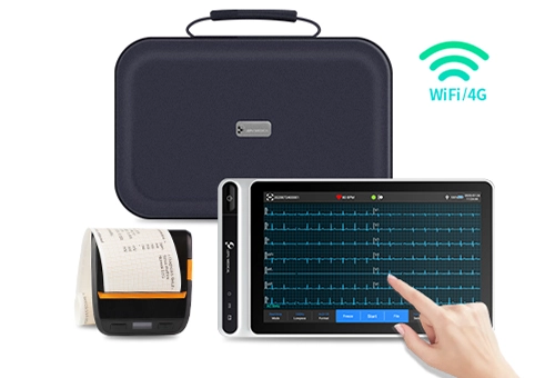 Lepu-tablette de qualité médicale, appareil ECG S120 moniteur cardiaque portable intelligent à 12 plomb avec imprimante Bluetooth, diagnostic d'analyse de l'intelligence artificielle et écran tactile